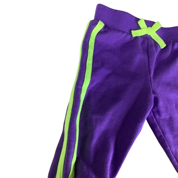 New Balance Baby Girl Sweat Pants 0-3M Purple Neon Green Stripes Elastic Waistba - Picture 9 of 9